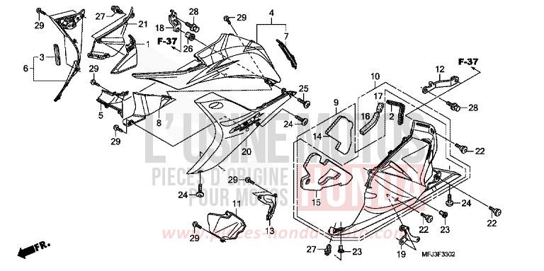 UNTERE VERKLEIDUNG (L.) (CBR600RR9,A,B/RA9,A,B) von CBR600RR ABS GRAPHITE BLACK (NHB01) von 2010